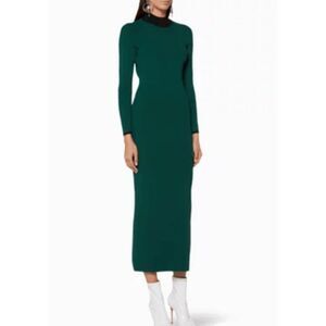 NWOT Staud Jade Avenue Open-Back Ribbed Knit High Neck Long Sleeve Maxi  Dress S